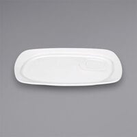 Bauscher by BauscherHepp 442629 Solutions 11 5/8" x 7 7/8" Bright White Rectangular Wide Rim Porcelain Platter with Well   - 12/Case