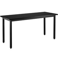 National Public Seating Fixed Height Black Steel Science Lab Table with Chem-Res Top