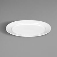 Bauscher by BauscherHepp 462023 Relation Today 9 1/16" x 6 5/16" Bright White Oval Wide Rim Porcelain Platter - 24/Case