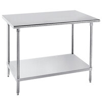 Advance Tabco GLG-486 48" x 72" 14 Gauge Stainless Steel Work Table with Galvanized Undershelf