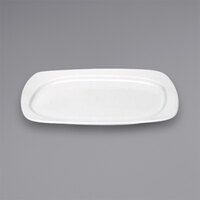 Bauscher by BauscherHepp 442129 Solutions 11 5/8" x 7 7/8" Bright White Rectangular Wide Rim Porcelain Platter   - 12/Case