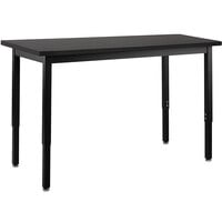 National Public Seating Height Adjustable Black Steel Science Lab Table with Phenolic Top