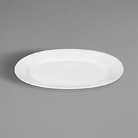 Bauscher by BauscherHepp 462026 Relation Today 10 1/4" x 7 7/16" Bright White Oval Wide Rim Porcelain Platter - 24/Case