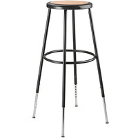 National Public Seating 6230H-10 32 inch - 39 inch Black Hardboard Height Adjustable Round Lab Stool
