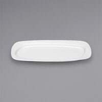 Bauscher by BauscherHepp 442126 Solutions 11 5/8" x 5 1/8" Bright White Rectangular Wide Rim Porcelain Platter  - 12/Case