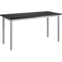 National Public Seating Fixed Height Gray Steel Science Lab Table with Chem-Res Top