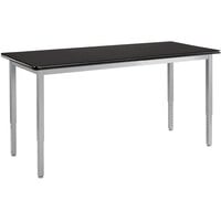 National Public Seating Height Adjustable Gray Steel Science Lab Table with High-Pressure Laminate Top
