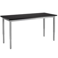 National Public Seating Height Adjustable Grey Steel Science Lab Table with Chem-Res Top
