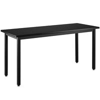 National Public Seating Fixed Height Black Black Steel Science Lab Table with Chem-Res Top