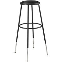 National Public Seating 6430H-10 32 inch - 39 inch Black Height Adjustable Round Padded Lab Stool