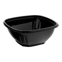 Visions 16 oz. Black PET Plastic Square Catering / Serving Bowl - 500/Case