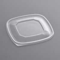 Visions Clear PET Plastic Flat Lid for 24, 32, and 48 oz. Square Bowls - 300/Case