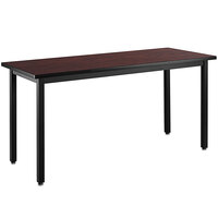 National Public Seating HDT7-3660H 36 inch x 60 inch Fixed Height Black Frame Heavy-Duty Utility Table with High Pressure Laminate Top