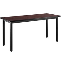 National Public Seating HDT7-2424H 24 inch x 24 inch Fixed Height Black Frame Heavy-Duty Utility Table with High Pressure Laminate Top