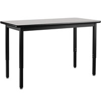 National Public Seating HDT3-2454S 24 inch x 54 inch Adjustable Height Black Frame Utility Table with Supreme High Pressure Laminate Top
