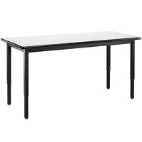 National Public Seating HDT3-2442W 24 inch x 42 inch Adjustable Height Black Frame Utility Table with High Pressure Laminate Whiteboard Top