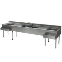 Eagle Group BC10C-22 R&L Combination Underbar Sink and Ice Bin with Three Sinks, Two Drainboards, One Faucet, and Two Ice Bins - 120 inch