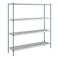 Regency+ 18" x 72" NSF Green Epoxy Polymer Drop Mat 4-Shelf Kit with 74" Posts