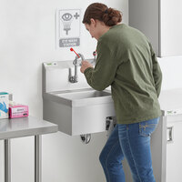 Regency 17 inch x 15 inch Wall Mounted Hands-Free Hand Sink with Knee Operated Eyewash Station