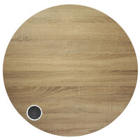 BFM Seating SO30R-FP1 Midtown 30 inch Round Indoor Tabletop with 1 Wireless Charger - Sawmill Oak