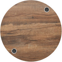 BFM Seating KP36R-FP2 Relic 36 inch Round Knotty Pine 1 inch Thick Melamine Table Top with 2 Wireless Chargers