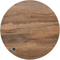 BFM Seating KP48R-FP1 Relic 48 inch Round Knotty Pine 1 inch Thick Melamine Table Top with 1 Wireless Charger
