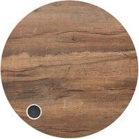 BFM Seating 2KP30R-FP1 Relic 30 inch Round Knotty Pine 2 inch Thick Melamine Table Top with 1 Wireless Charger