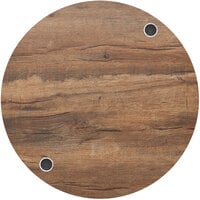 BFM Seating 2KP48R-FP2 Relic 48 inch Round Knotty Pine 2 inch Thick Melamine Table Top with 2 Wireless Chargers