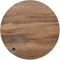 BFM Seating KP36R-FP1 Relic 36 inch Round Knotty Pine 1 inch Thick Melamine Table Top with 1 Wireless Charger
