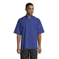 Uncommon Threads South Beach 0415 Unisex Royal Customizable Short Sleeve Chef Coat - S