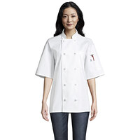 Uncommon Threads Antigua Pro Vent 0430 Unisex White Customizable Short Sleeve Chef Coat with Mesh Back - L