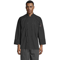Uncommon Threads Classic Poplin Pro Vent 0422 Unisex Lightweight Black Customizable Long Sleeve Chef Coat with Mesh Back - XL