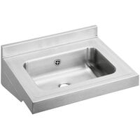 Elkay ELVWO22190 Stainless Steel Wall Hung Single Bowl ADA Lavatory Sink with Overflow Assembly and No Faucet Holes - 16 inch x 11 1/2 inch x 5 1/2 inch Bowl