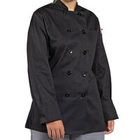 Uncommon Chef Napa 0475 Women's Black Customizable Long Sleeve Chef Coat with Side Vents