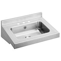 Elkay ELVWO22193 Stainless Steel Wall Hung Single Bowl ADA Lavatory Sink with 3 Faucet Holes and Overflow Assembly - 16 inch x 11 1/2 inch x 5 1/2 inch Bowl