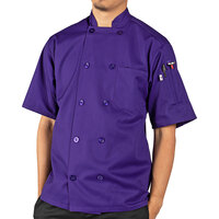 Uncommon Chef South Beach 0415 Unisex Grape Customizable Short Sleeve Chef Coat - XS