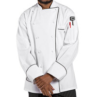 Uncommon Threads Murano 0432 Unisex White Customizable Executive Long Sleeve Chef Coat with Black Piping - 5XL