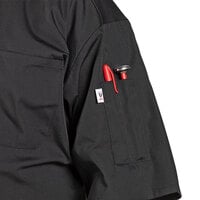 Uncommon Threads Delray Pro Vent 0421 Unisex Lightweight Black Customizable Short Sleeve Chef Coat with Mesh Back - 5XL