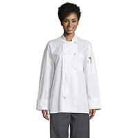 Uncommon Threads Classic Poplin Pro Vent 0422 Unisex Lightweight White Customizable Long Sleeve Chef Coat with Mesh Back - L