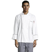 Uncommon Threads Murano 0432 Unisex White Customizable Executive Long Sleeve Chef Coat with Black Piping - L