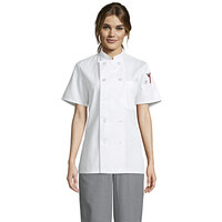 Uncommon Threads Tahoe 0478 Women's White Customizable Short Sleeve Chef Coat with Side Vents - XS