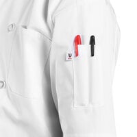 Uncommon Threads Montego Pro Vent 0429 Unisex White Customizable Short Sleeve Chef Coat with Mesh Back - L