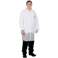 White Disposable Polypropylene Lab Coat - Large
