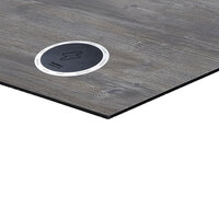 BFM Seating Tribeca Round Driftwood Composite Laminate Outdoor Table Top with 2 Wireless Chargers for BFM Table Bases