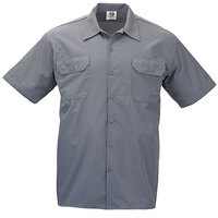 Mercer Culinary M60250BK Metro Edge Unisex Gray Customizable Short Sleeve Brewer / Work Shirt - 4X