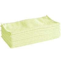 Lavex Janitorial 12 inch x 12 inch Yellow Microfiber General Purpose Cloth - 12/Pack