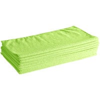 Lavex Janitorial 16 inch x 16 inch Green Microfiber General Purpose Cloth - 12/Pack