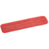Lavex Janitorial 18 inch Red Microfiber Hook & Loop Flat Mop Pad