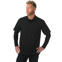 Mercer Culinary M60250BK Metro Edge Unisex Black Customizable Short Sleeve Brewer / Work Shirt - XL