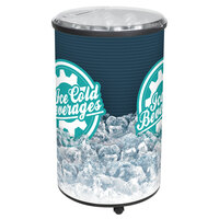 IRP Ice Hawk 3101136 Insulated Portable Round Barrel Beverage Cooler / Merchandiser with Lid and Casters 70 Qt. - Black